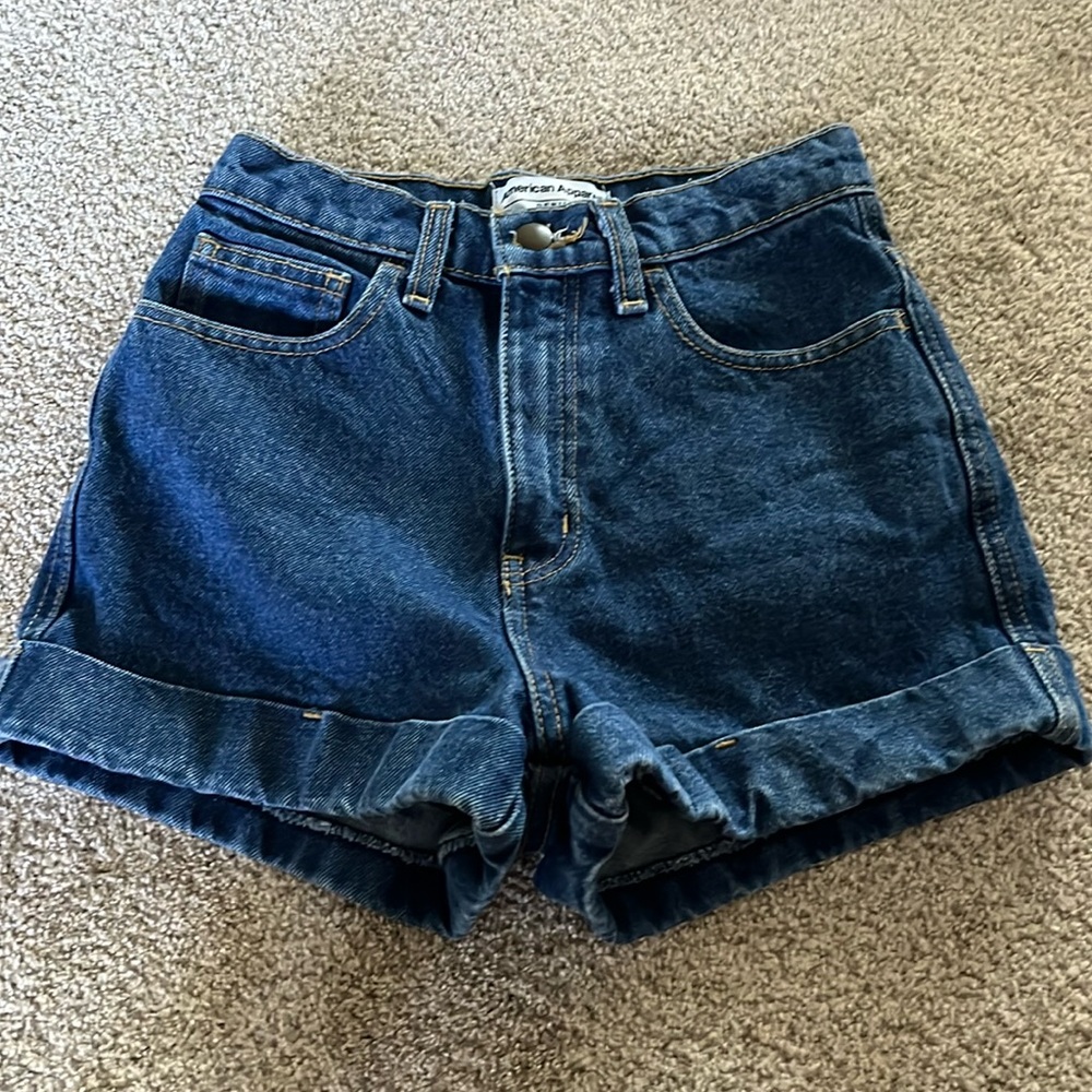 American Apparel High Waist Cuff Denim Short